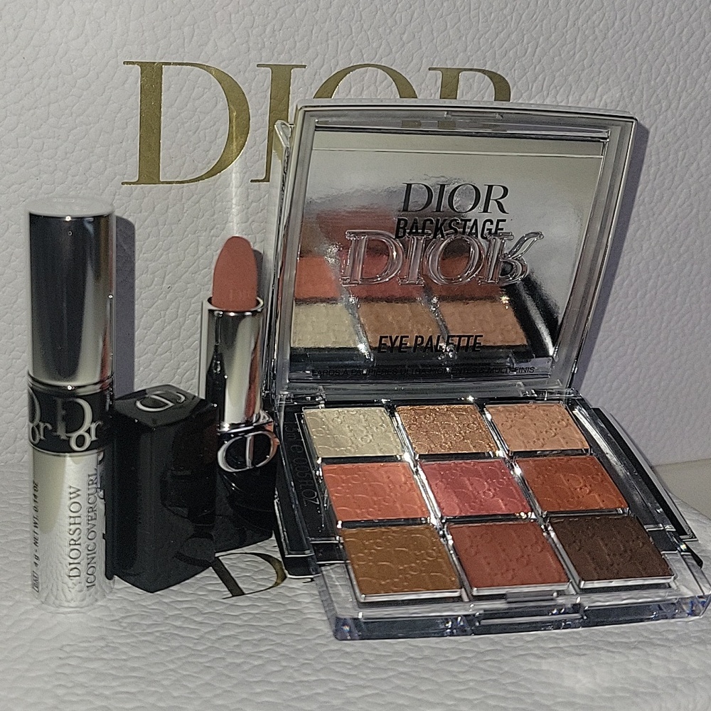 Dior Backstage Eye Palette & Nude Rose Lipstick - Warm Brown, Coral, Gold - Picture 7 of 11